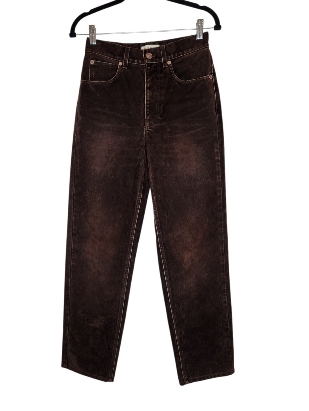 Tory Burch Straight Leg Jeans Suede Look Brown Size 24